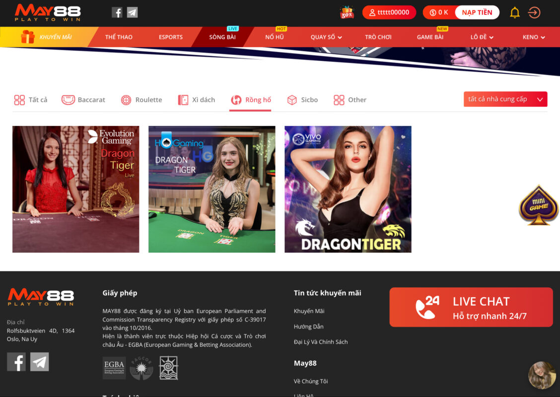 Casino long hổ vô cùng hấp dẫn