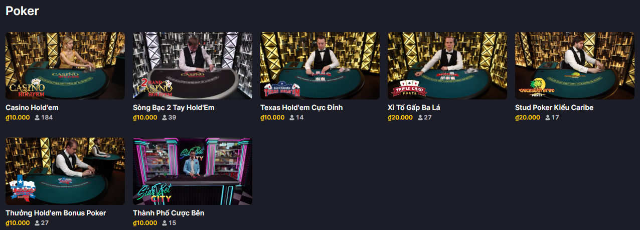 Hướng dẫn chơi bài Poker sảnh game livestream tại May88 