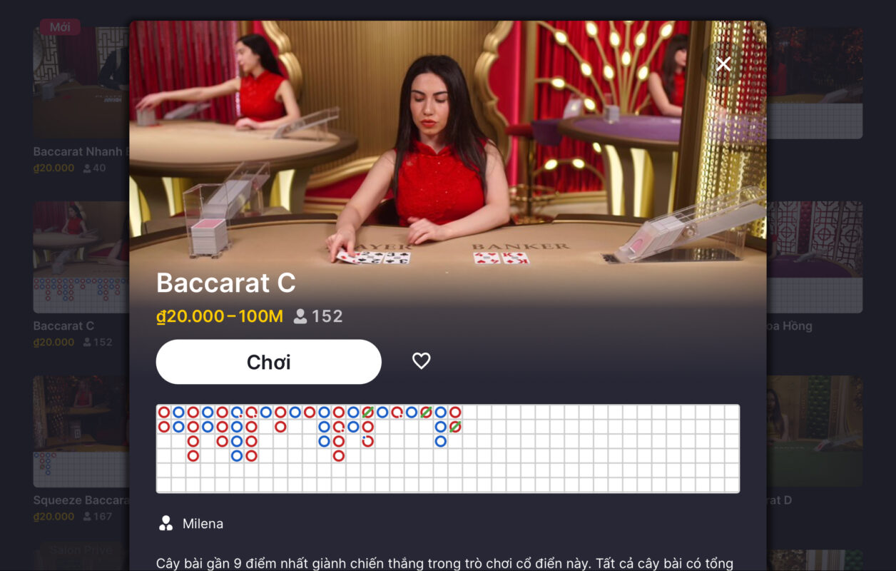 Baccarat được yêu thích nhiều