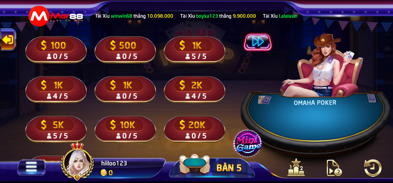 Chi tiết về game bài Poker Ohama tại nhà cái May88 